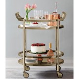 Acme Lakelyn Serving Cart, Rose Gold & Clear Glass 98192