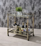 ACME Matiesen Serving Cart, Antique Gold & Clear Glass 98350