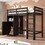 Twin Loft Bed with Wardrobe, Storage Shelves and Ladder, Espresso AA20388889E