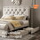 Full size Upholstered Platform bed with Four Drawers, Antique Curved Headboard, Linen Fabric, Beige (without mattress) AA20677980B