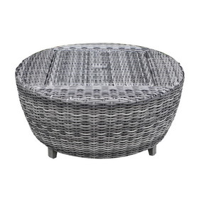 Round Wicker Coffee Table with Cooler ABQ-HA-1162-ET-1