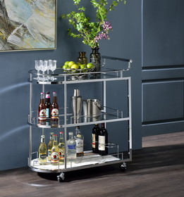ACME Inyo Serving Cart in Clear Glass & Chrome Finish AC00161