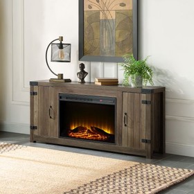 Acme Tobias Fireplace in Rustic Oak Finish AC00275