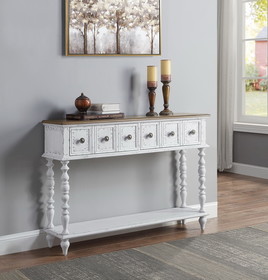 Acme Bence Console Table in Dark Charcoal & Antique White Finish AC00280