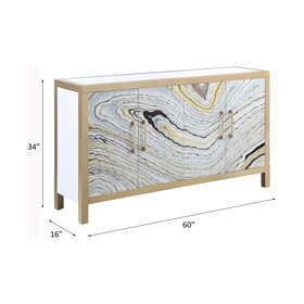 ACME Olisa Console Table in Stone Grain, White & Gold Finish AC00283