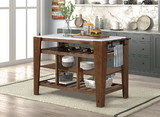 ACME Alaroa Kitchen Island in Marble & Rustic Brown Finish AC00396