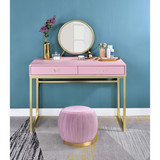 Acme Coleen Vanity Desk with Mirror & Jewelry Tray in Pink & Gold Finish AC00668