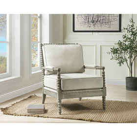 ACME Saraid Accent Chair, Beige Linen & Gray Oak Finish AC01165