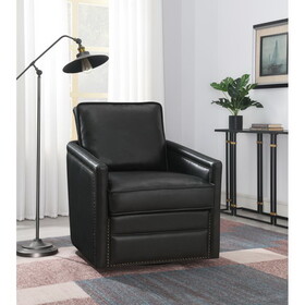 ACME Rocha Accent Chair w/Swivel, Black Leather Aire AC01885