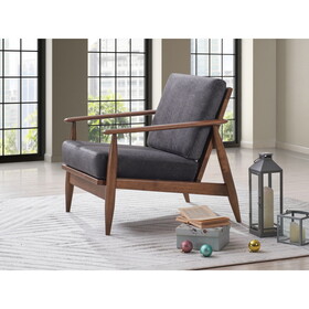 ACME Alisa Accent Chair, Charcoal Fabric & Brown Finish AC02377
