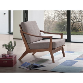 ACME Lide Accent Chair, Light Brown Fabric & Brown Finish AC02378