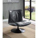 ACME Piotr Accent Chair w/Swivel, Black Top Grain Leather AC02581 AC02581