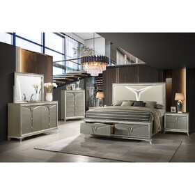 Modern Style King 5PC Bedroom Set Made with Wood & LED Headboard B009S01028