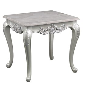 Melrose Traditional Style End Table Made with wood in Silver Finish B009138497
