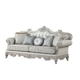Tuscan Traditional Style Sofa Made with Wood in Silver B009138504