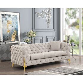 Contempo Style Buckle Fabric Sofa Made with Wood in Gray B009139139