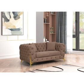 Contempo Style Buckle Fabric Loveseat Made with Wood in Brown B009139140