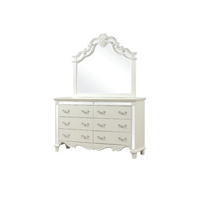 Milan Mirror Framed Dresser made with Wood in White B00956630