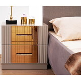Lorenzo Gold Detailed Nightstand made with Wood in Gray B00957543