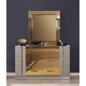 Lorenzo Gold Detailed Dresser made with Wood in Gray B00957544