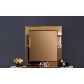 Lorenzo Gold Detailed Mirror made with Wood in Gray B00957545