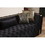 Naomi Button Tufted Sofa Finished with Velvet Fabric and Gold Accent in Black B00961118