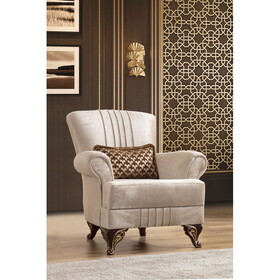 Carmen Chair Made with Chenille Upholstery in Beige Color B00968104