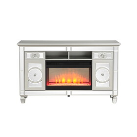 Symphony TV Stand with Electric Fireplace in Silver B00969711