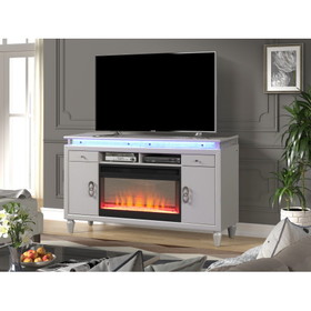 Perla TV Stand with Electric Fireplace in Milky White B00969713