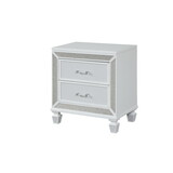 Crystal Nightstand Made with Wood Finished in White B00970957