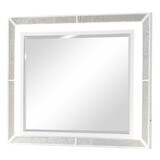 Crystal Modern Mirror made with Wood Finished in White B00970959