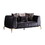 Majestic Shiny Thick Velvet Fabric Upholstered Loveseat Made with Wood Finished in Black B009P151405