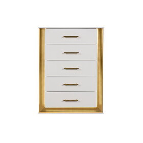 Obsession Contemporary Style 5-Drawer Chest Made with Wood & Gold Finish B009P152666