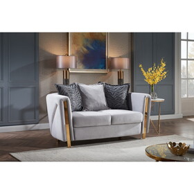 Chanelle Thick Velvet Fabric Upholstered Loveseat Made with Wood in Gray B009P153974