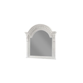 Faith Transitional Style Mirror Made with Wood in Antique white B009P155295