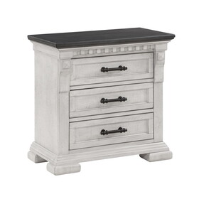 Faith Transitional Style 3-Drawer Night stand Made with Wood in Antique White B009P155296