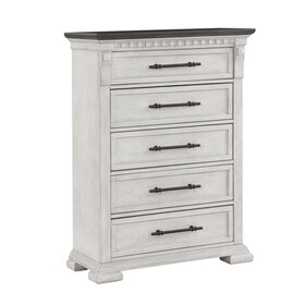 Faith Transitional Style 5-Drawer Chest Made with Wood in Antique White B009P155297