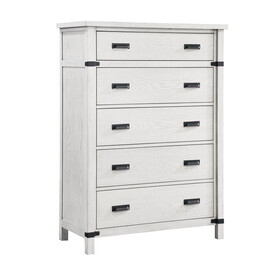 Loretta Modern Style 5-Drawer Chest Made with Wood in Antique White B009P155307