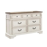 Noble Traditional Style 7- Drawer Dresser Made with Wood in Antique White B009P168858