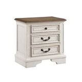 Noble Traditional Style 3-Drawer Night stand Made with Wood in Antique White B009P168860