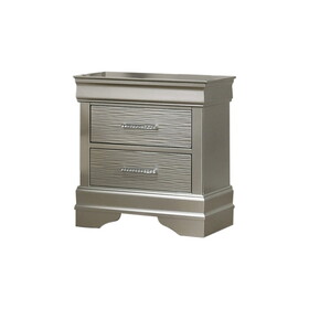 Brooklyn Modern Style 2-Drawer Nightstand made with Wood in Silver