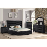 Hazel Queen 4 pc Bedroom Set Made with Wood in Black Color B009S00804