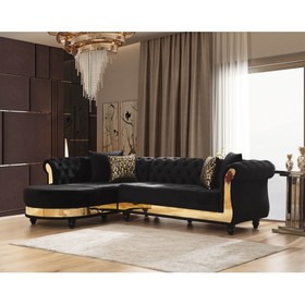 Julia Sectional Made with Velvet Fabric in Black B009S00934