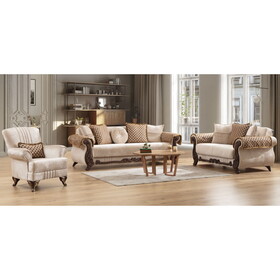 Carmen 3 pc Made with Chenille Upholstery in Beige Color B009S00953