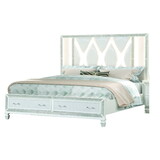 Crystal King Storage Bed Made with Wood Finished in White B009S00975