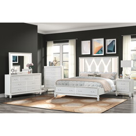 Crystal Queen 4 pc Storage Wood Bedroom Set Finished in White B009S00976