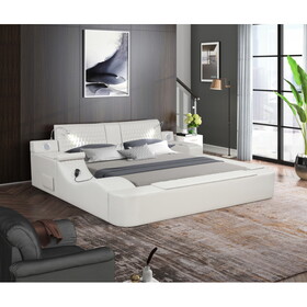 Zoya Smart Multifunctional Queen Size Bed Made with Wood in White B009S01006