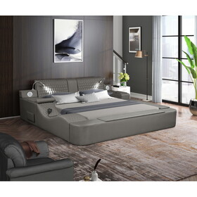 Zoya Smart Multifunctional Queen Size Bed Made with Wood in Gray B009S01008