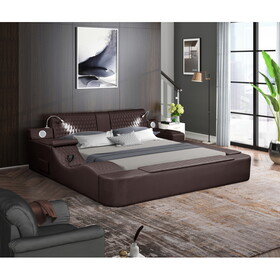 Zoya Smart Multifunctional Queen Size Bed Made with Wood in Brown B009S01010