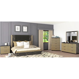 Allure Modern Style 4pc Queen Bedroom Set Made with Mango Wood and Finished with Brass Metal B009S01019